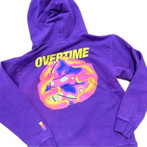 Overtime Purple Hoodie with Graphic Design - vintage style men’s small